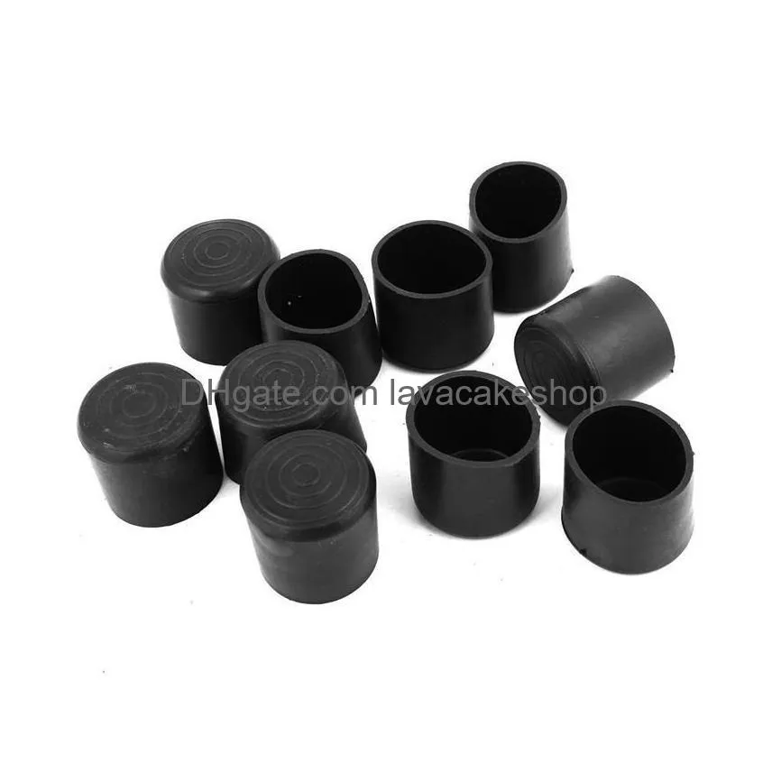 rubber pvc flexible round end cap 38mm foot cover 10 pcs black257e