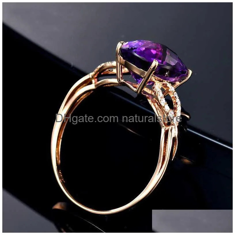 female amethyst ring new geometric ring color ring