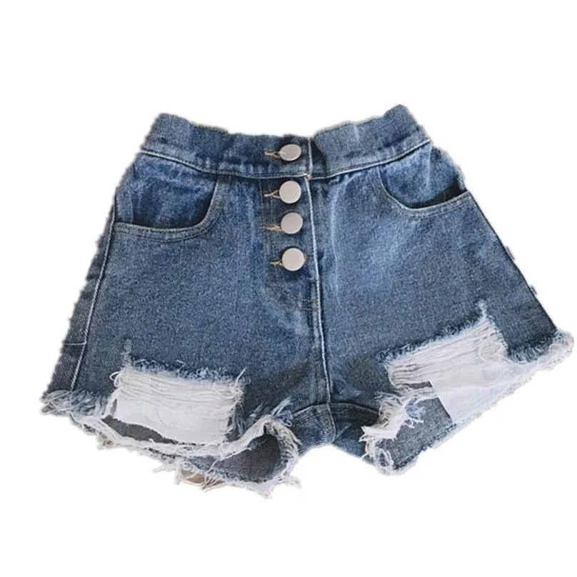 sk ins kids girl jeans shorts hole pockets style summer children denim short pantalones cortos kids pant 215 z2