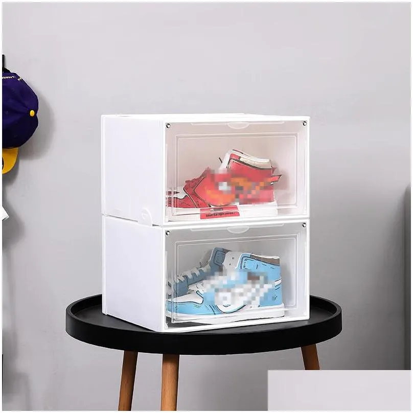 clear plastic shoe box dustproof moistureproof stackable shoebox transparent drawer sort out shoes cabinet shoe organizer vt1864