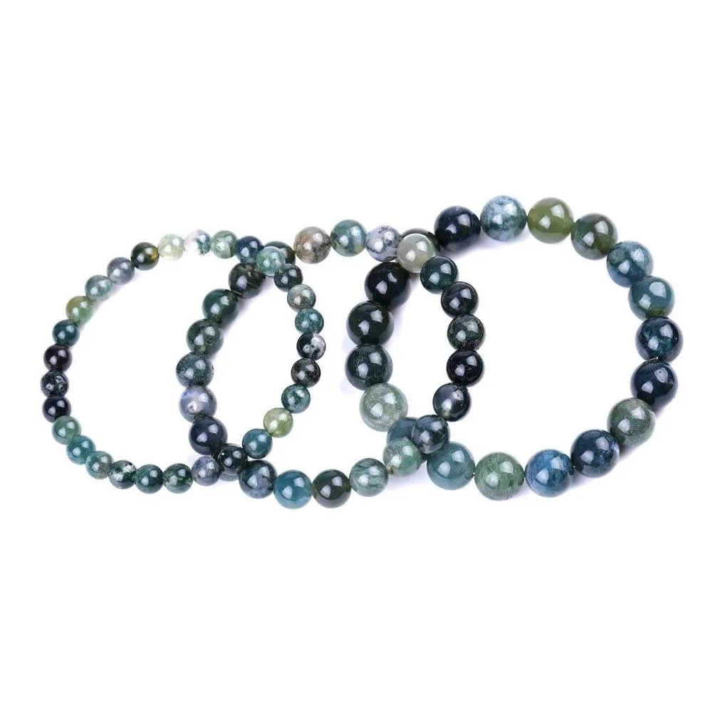 6mm 8mm 10mm india grass agate stone beaded strand bracelet balance yoga friendships jewelry for women men