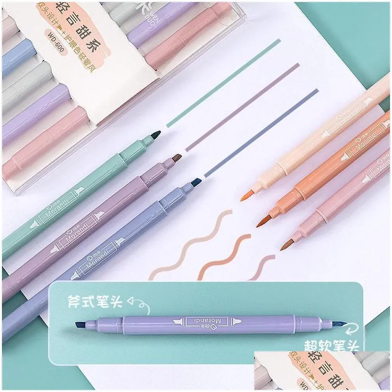 highlighters kawaii 6 colors erasable pastel dual tip fluorescent markers pens painting tool art supply school office stationery