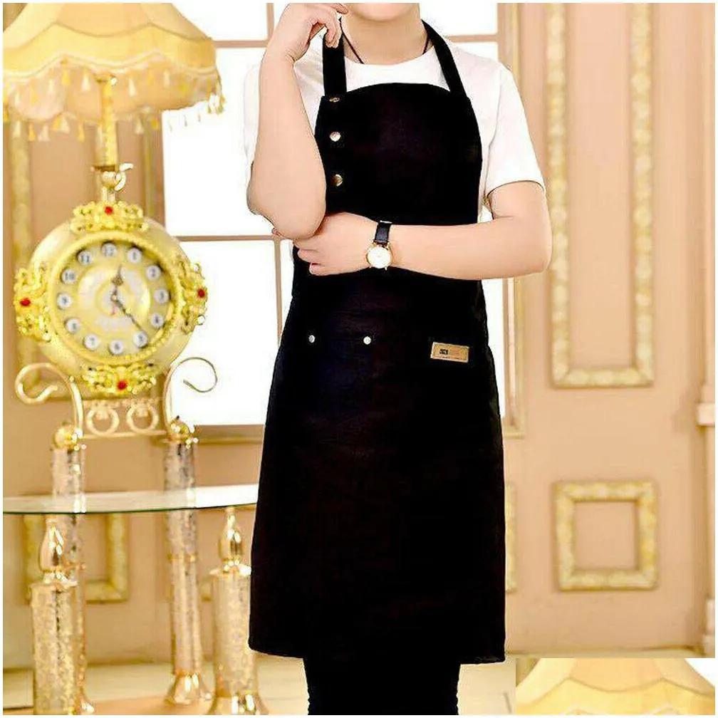 aprons fashion mens womens apron washable canvas pocket butcher waiter chef kitchen cooking unisex waterproof coffee shop baking