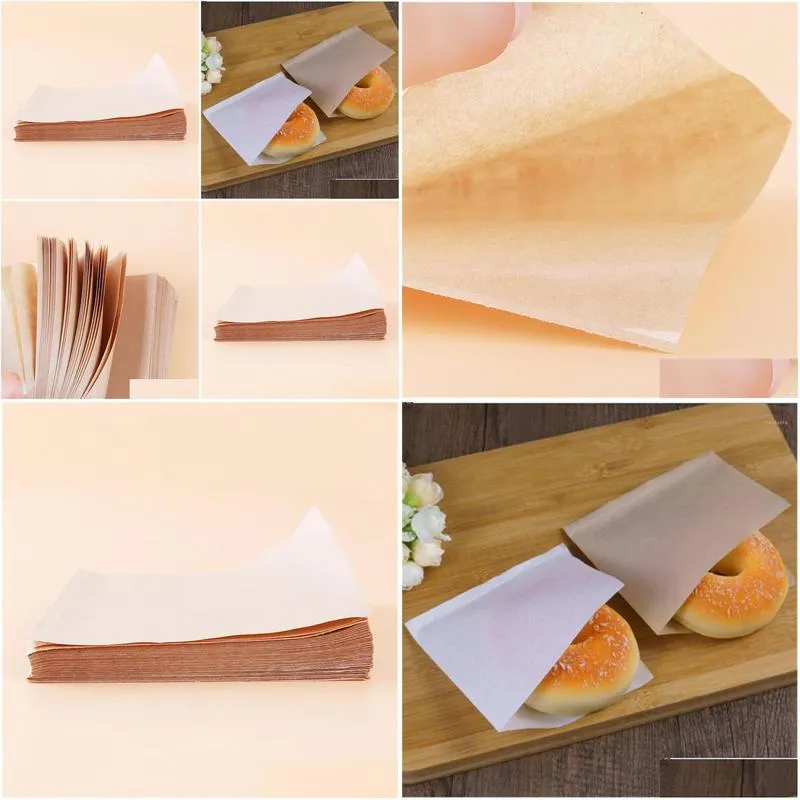 100pcs/pack 12x12cm biscuits  paper bags oilproof bread craft bakery packing kraft sandwich donut bag gift wrap