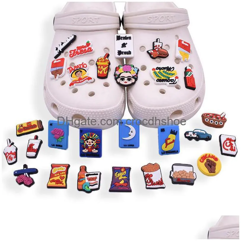 wholesale mexican croc shoe charms parts accessories buckle clog buttons pins wristband bracelet decoration kids teen adulty party