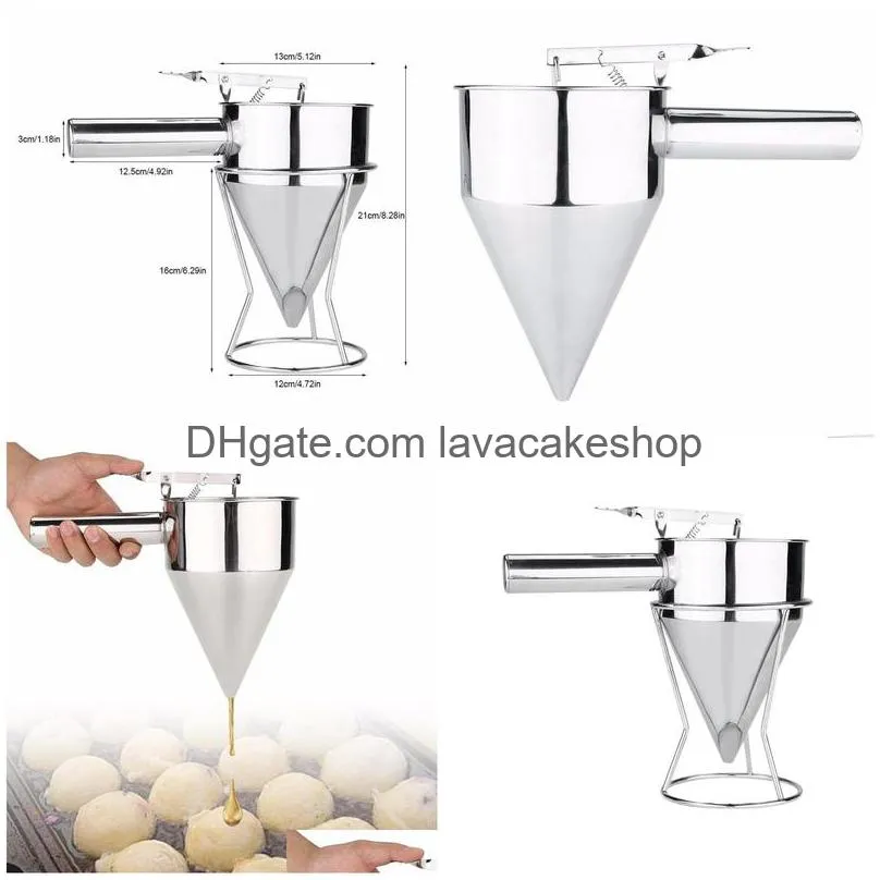 stainless steel batter pancake ball dispenser cake cupcake dough dispenser funnel household takoyaki machine octopus balls mak y200612