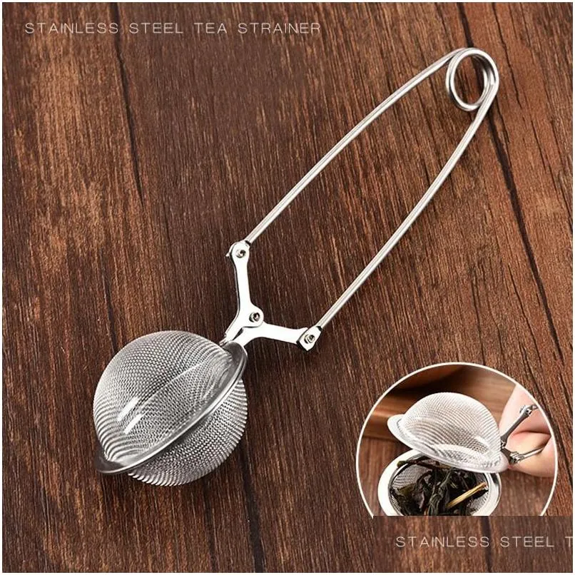 stainless steel tea infuser creative sphere mesh tea strainer coffee filter handle tea ball diffuser strainers kitchen tools vt1611