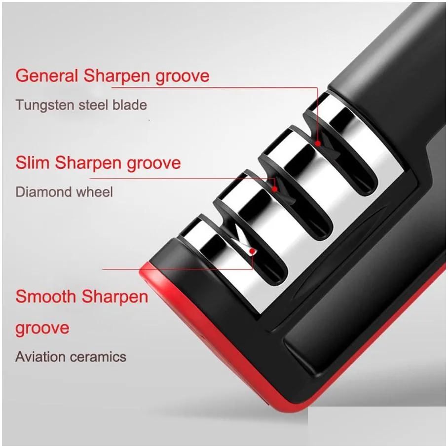 kitchenware accessories stainless steel professional kitchen knife sharpen machine multifunction plastic handle knife sharpener dh0552