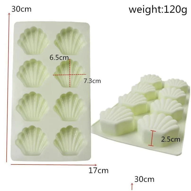 craft tools handmade soap silicone mold 8 grids shell shape making molds diy fondant cake chocolate baking mould resin crafts