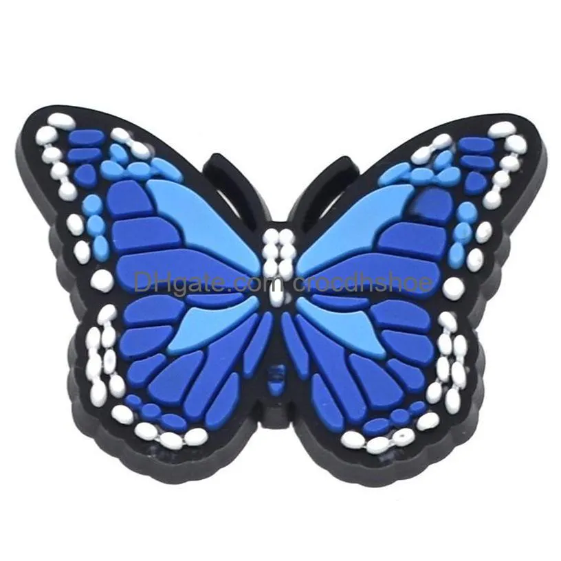 wholesale insect colorful butterflys jibbitz for croc pvc shoe charms buckles fashion accessories soft rubber pvc