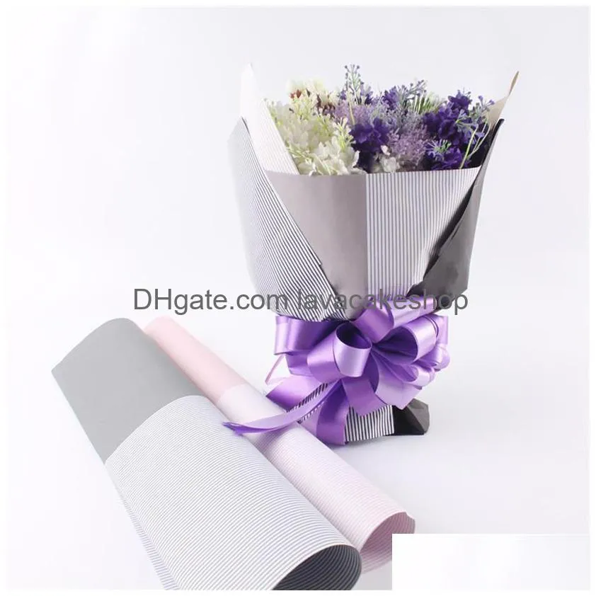 20pcs flowers packaging waterproof matte striped paper flowers florist bouquet gift florist supplies wrapping paper276a