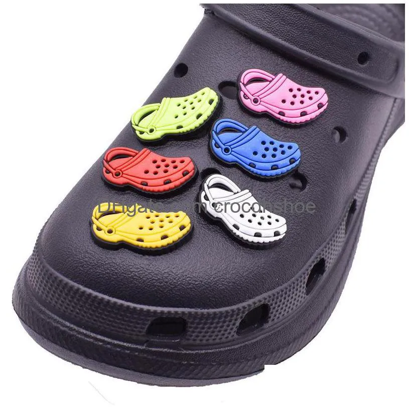 wholesale mini clog soft rubber pvc croc shoe charm parts accessories decoration buckcle for clog bracelet wristband