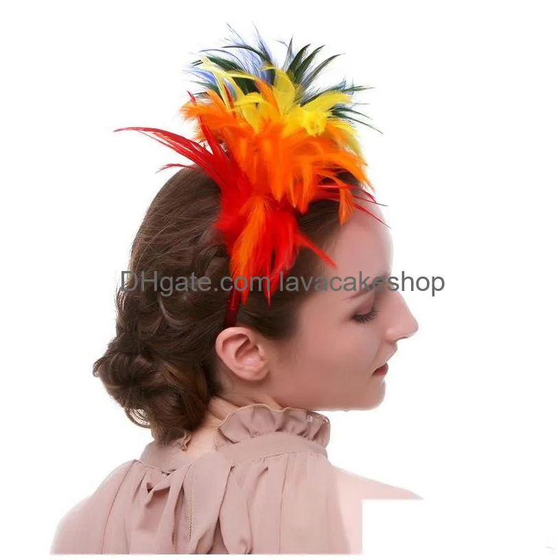 party favor woman feather hair hoop bride head band reusable party formal hat headwear opp package with high quality 14dx j1