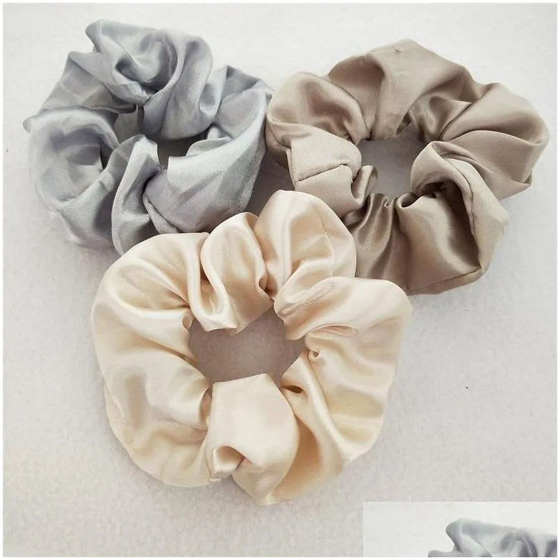 women silk scrunchie elastic handmade multicolor hair band ponytail holder headband hair accessories epacket 70 colors 414 k2