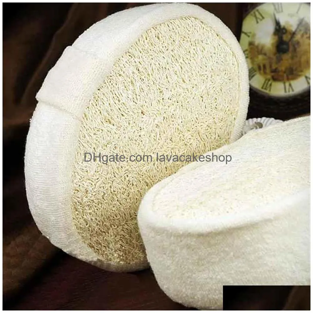 whole 1 pc soft  natural loofah luffa sponge shower spa body scrubber exfoliator bathing massage brush pad beige240t