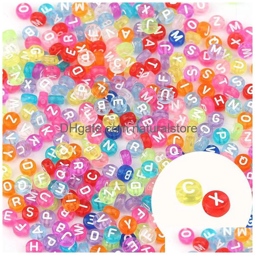 500pc/lot dia.6.6mm mixed letter acrylic beads english alphabet spacer charm bead fit for diy bracelet necklace making