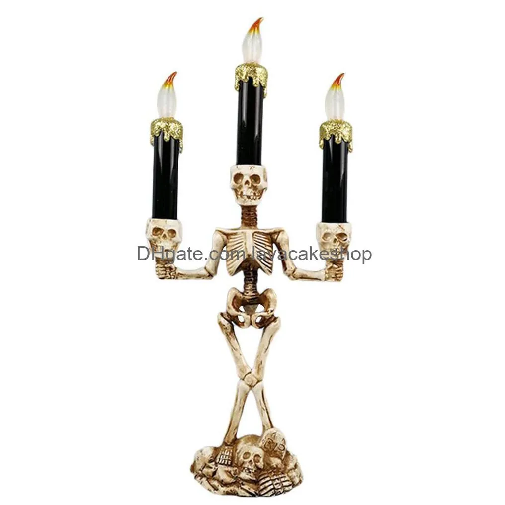 led candle light skeleton halloween led candelabra skull party lamp halloween decoration lights ghost festival atmosphere y201006