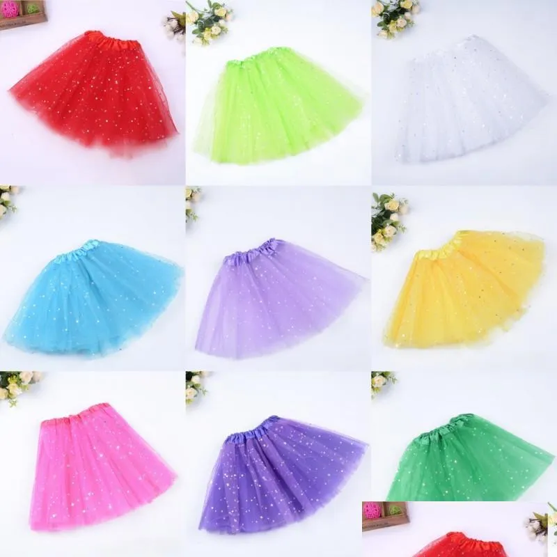 girls tutu skirts kids clothes stars glitter ballets fancy pettiskirt sequin stage dancewear costume summer tulle princess mini dress 253