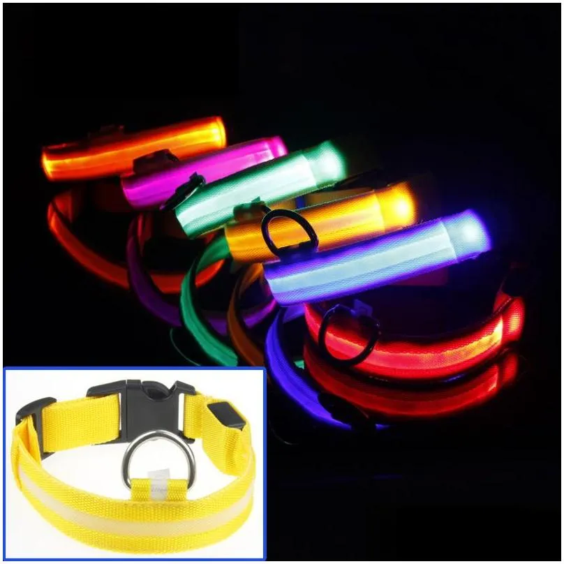 led nylon pet dog collar night safety led light flashing glow in the dark small dog pet flashing safety dog collar leashes sxl dbc