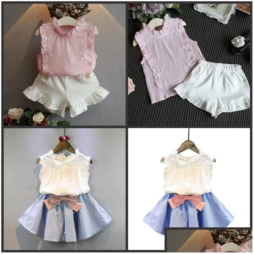 28 years kids clothes for girls the bow skirt and lace top summer suit korean style childrens clothing sets baby toddler set 435 y2