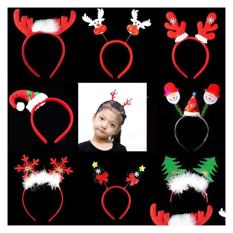 christmas decorations headbands reindeer antlers hairband xmas kids baby hairhoop party decor headwear hair accessories gift navidad