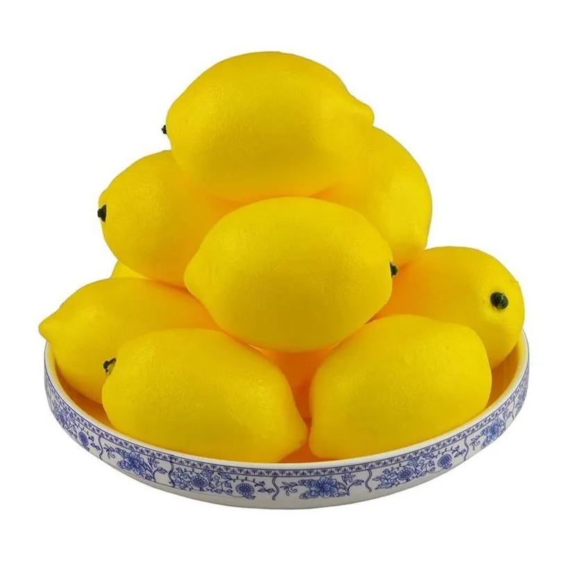 12pcs artificial lemons fake fruit for home kitchen wedding party festival autumn thanksgiving decoration yellow