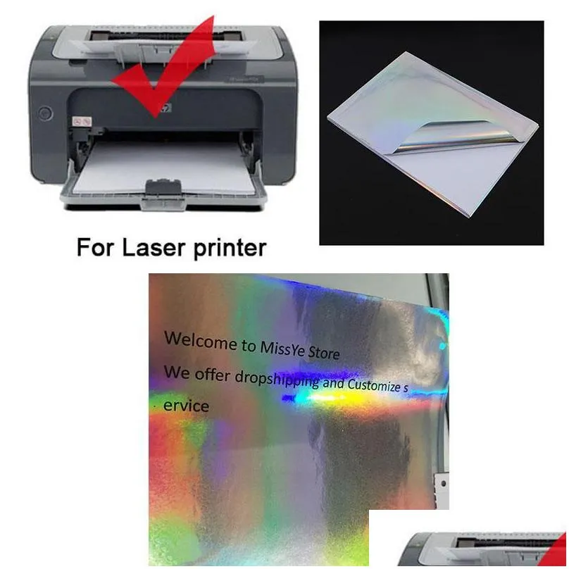 micron thickness a4 blank hologram silver sticker label paper for laser printer high quality professional special layer gift wrap