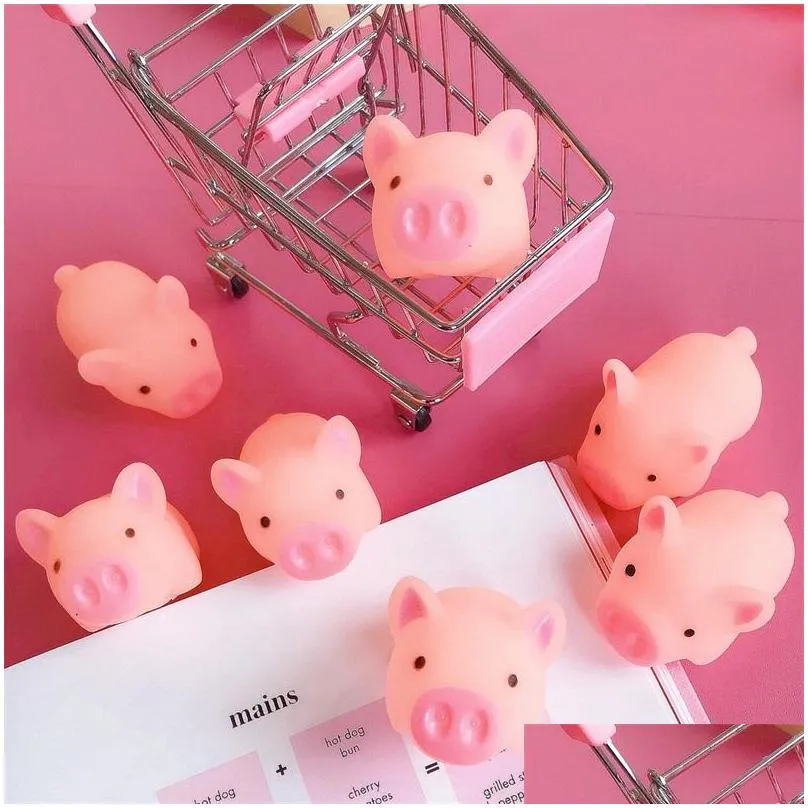 kids cute cartoon animal 50pcs mini rubber pigs squeeze sound toy baby bath toys gifts for children infant baby 412 h1