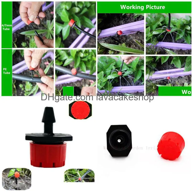 500pcs 8holes red adjustable flow dripper micro nozzle dripper emitter drip irrigation sprinkler nozzle garden watering fittings
