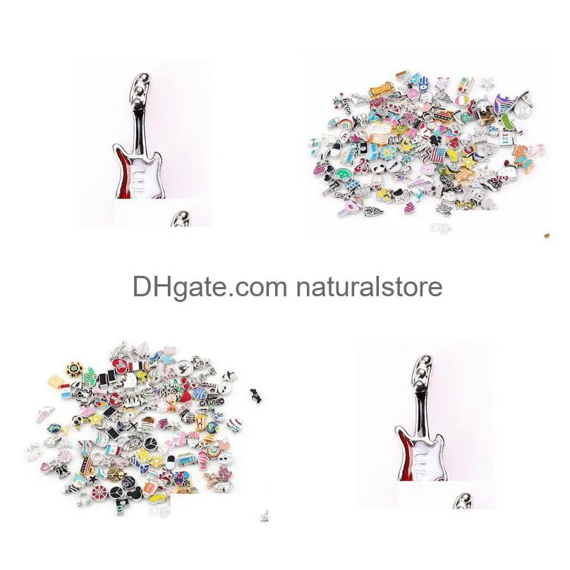 20pcs/lot guitar alloy floating locket charms diy jewelry findings fit for magnetic glass memory locket