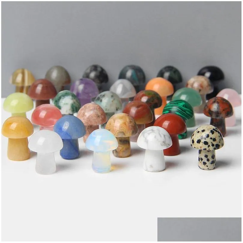 20mm mushroom statue stone natural gems hand carved decoration reiki healing quartz crystal gift room ornament trinket