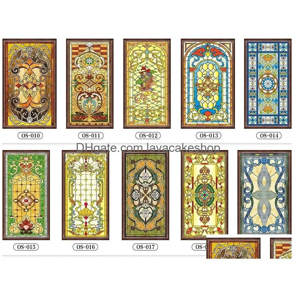 custom size european style window fim electrostatic stained glass window film frosted church home doors foil stickers 40x80cm y200416