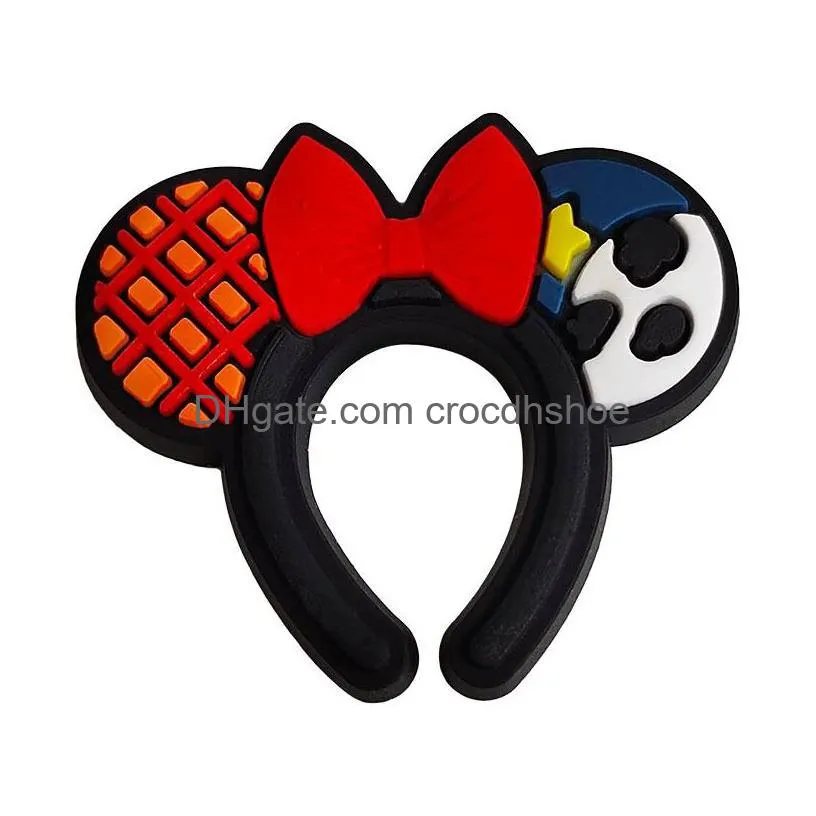 anime charms wholesale cute mouse ears headband cartoon croc charms shoe accessories pvc decoration buckle soft rubber clog charms fast