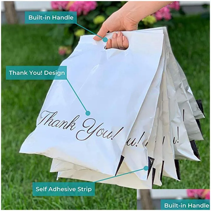 50pcs printed tote express bag with handle courier selfseal adhesive eco waterproof plastic mailing1