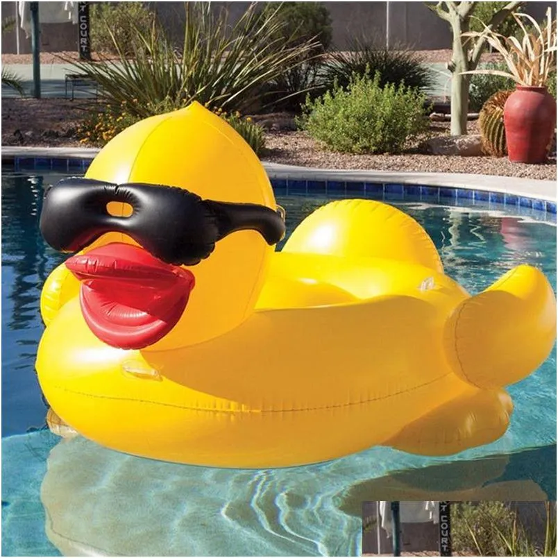 adults party pool 82.6x70.8x43.3inch swimming yellow duck floats raft thicken  pvc inflatable duck pool floats tube raft dh1136