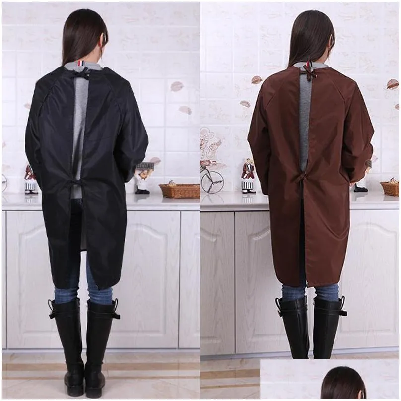 wholesale long sleeve cooking baking aprons waterproof kitchen apron breathable restaurant aprons women home letter print apron dbc