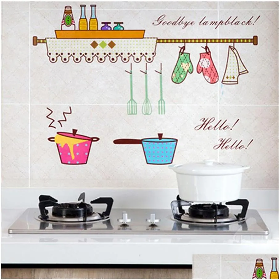 kitchen waterproof wall stickers oil proof paper selfadhesive high temperature antioil stickers home stove tile wallpaper dh0724 t03