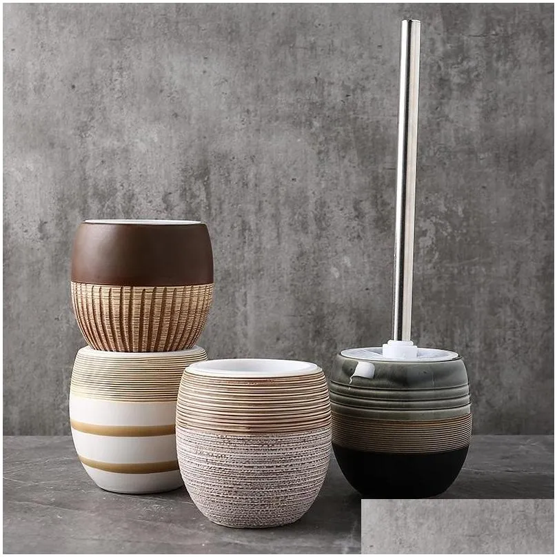 Cream toilet brush holder deals