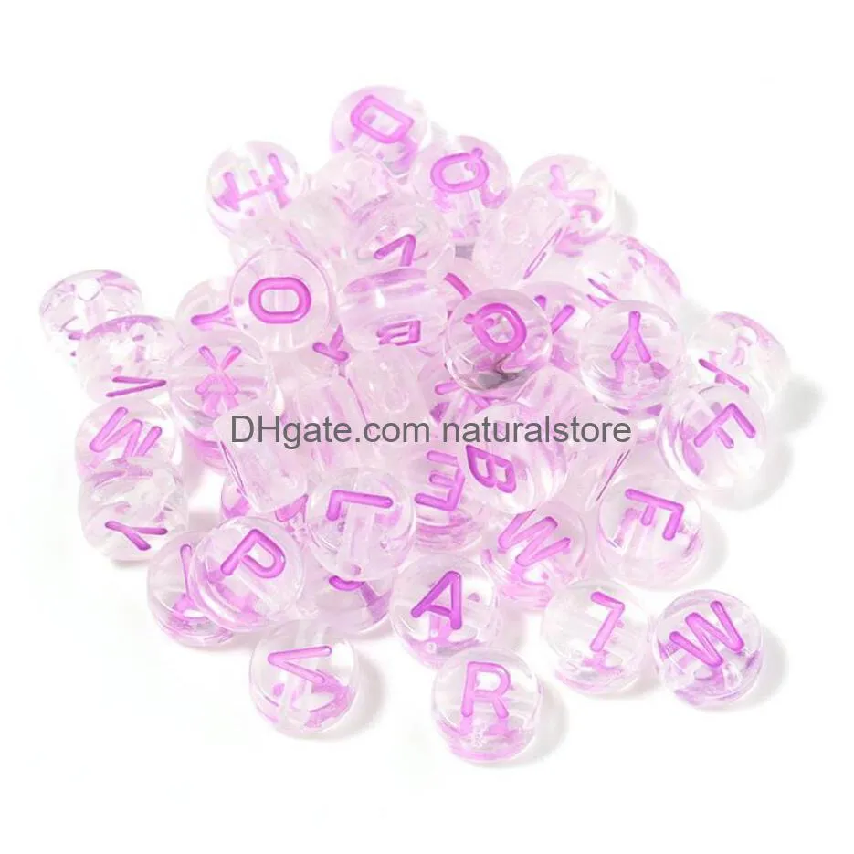 500pc/lot dia.7mm colorful letters acrylic beads a z alphabet spacer charm bead fit for diy bracelet necklace making