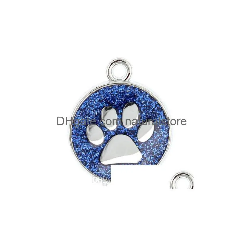 20pcs/lot colors 18mm cat dog paw prints footprint hang pendant charms fit for diy phone strips keychains bag fashion jewelrys