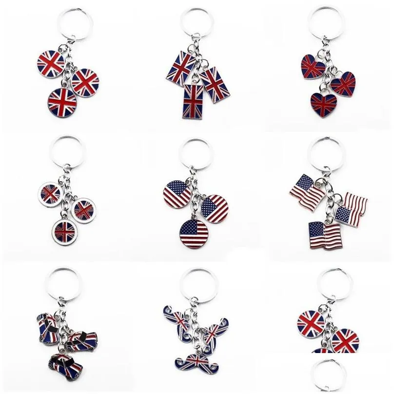 party favor keychain various shapes flag british style pendant gift favor car united kingdom american foreign affairs gifts national flags key 1459