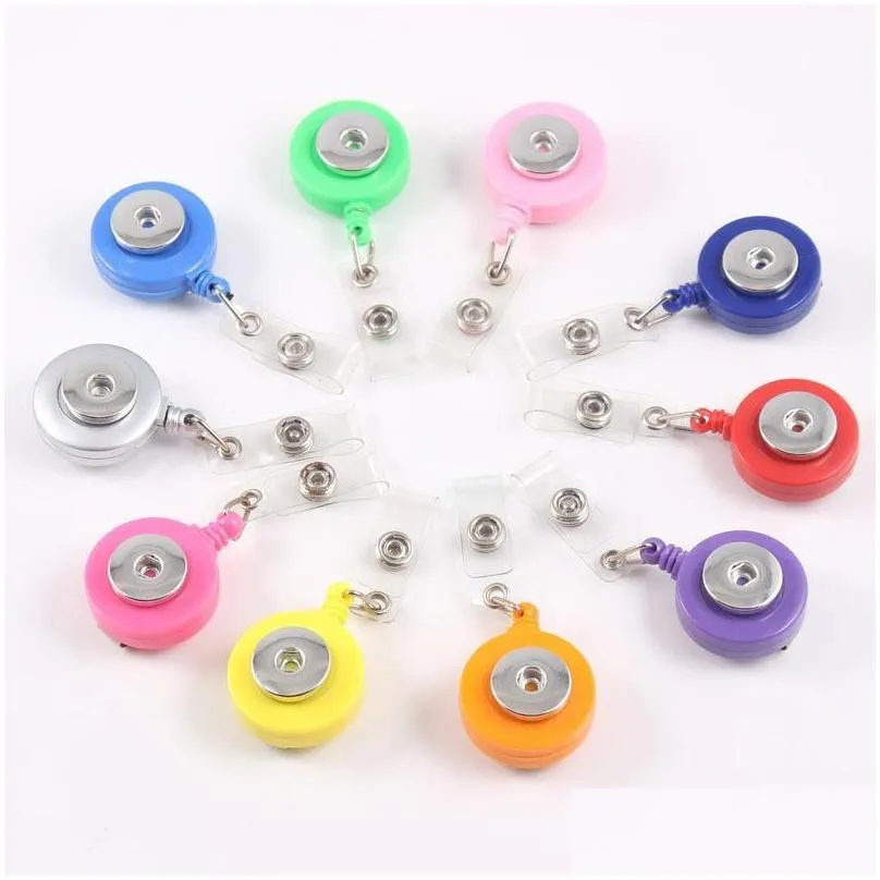 snap button retractable ski pass id card badge holder reels pull key name tag recoil reel fit 18mm snaps buttons jewelry mki