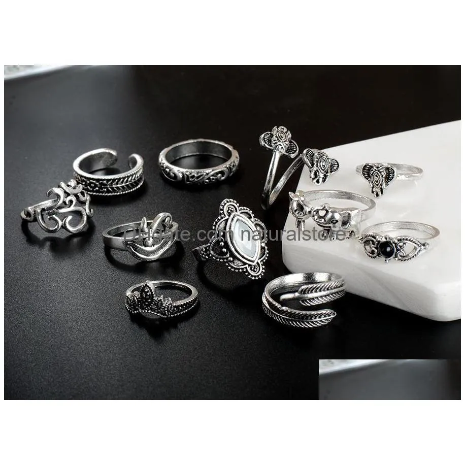 retro silver color knuckle rings for women turkish boho 11pcs midi finger ring set jewelry punk