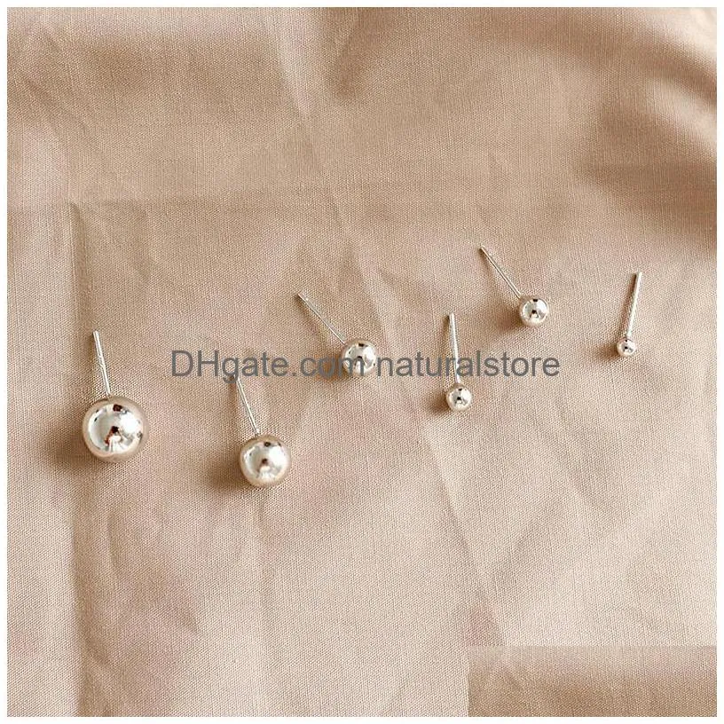 new simple 925 sterling silver round ball stud earrings for women ear piercing jewelry studs earings brincos fine jewelry