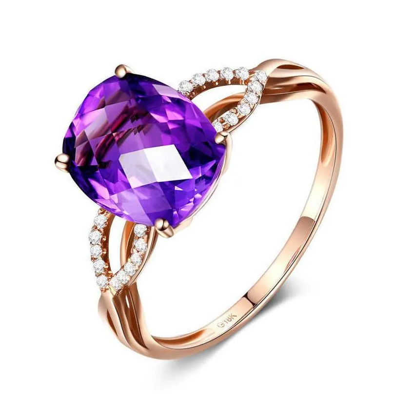 female amethyst ring new geometric ring color ring