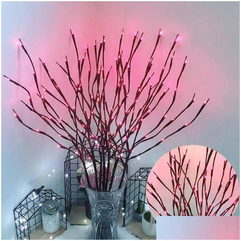 led willow branch lamp 20 bulbs battery powered light string vase filler willow twig light branch home party christmas decoration dbc