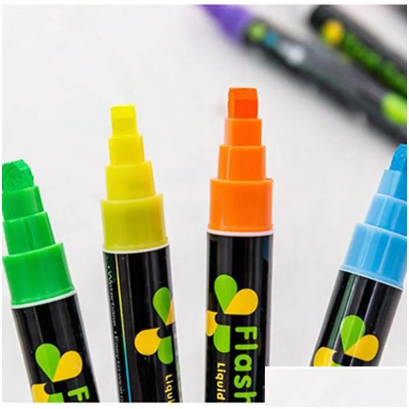 8pcs/ set liquid chalk marker 10mm flash colour pens highlighters for led writing board window glass graffiti painting