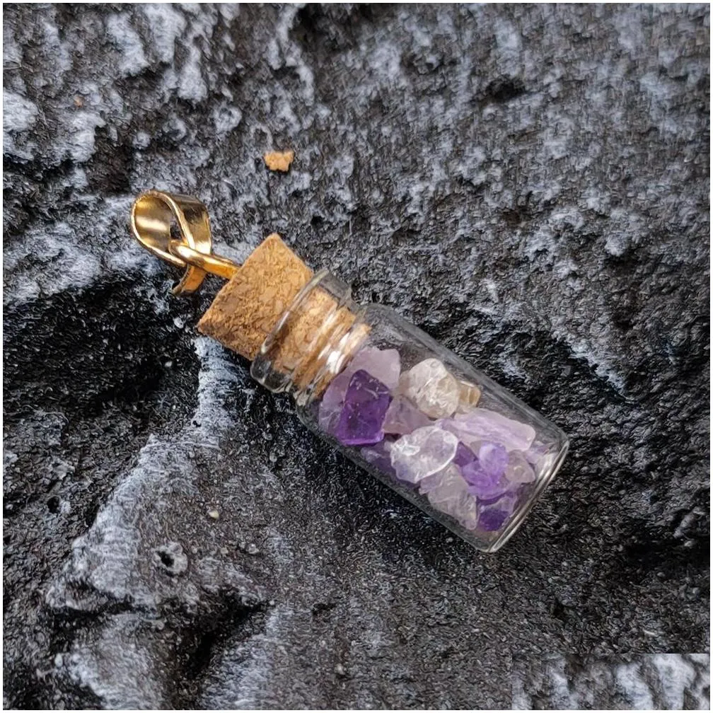 fashion gravel hearling crystal energy stone drift bottle charms pendant accessories diy jewelry making