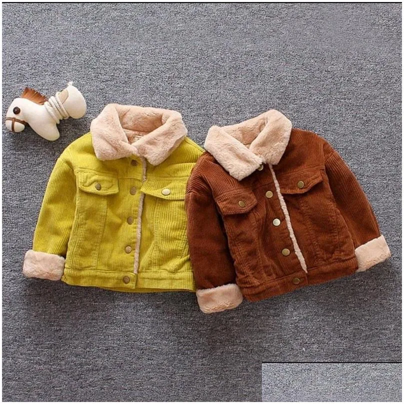 baby girls boys casual winter warm jacket for kids plush cotton coat children lapel outerwear 03 y toddler christmas clothes 795 v2