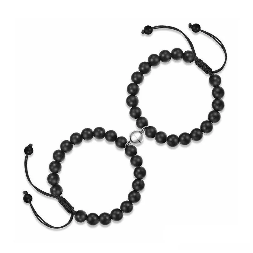 2pcs couples magnetic bracelet set natural stone beads magnet matching distance relationship bracelets women jewelry